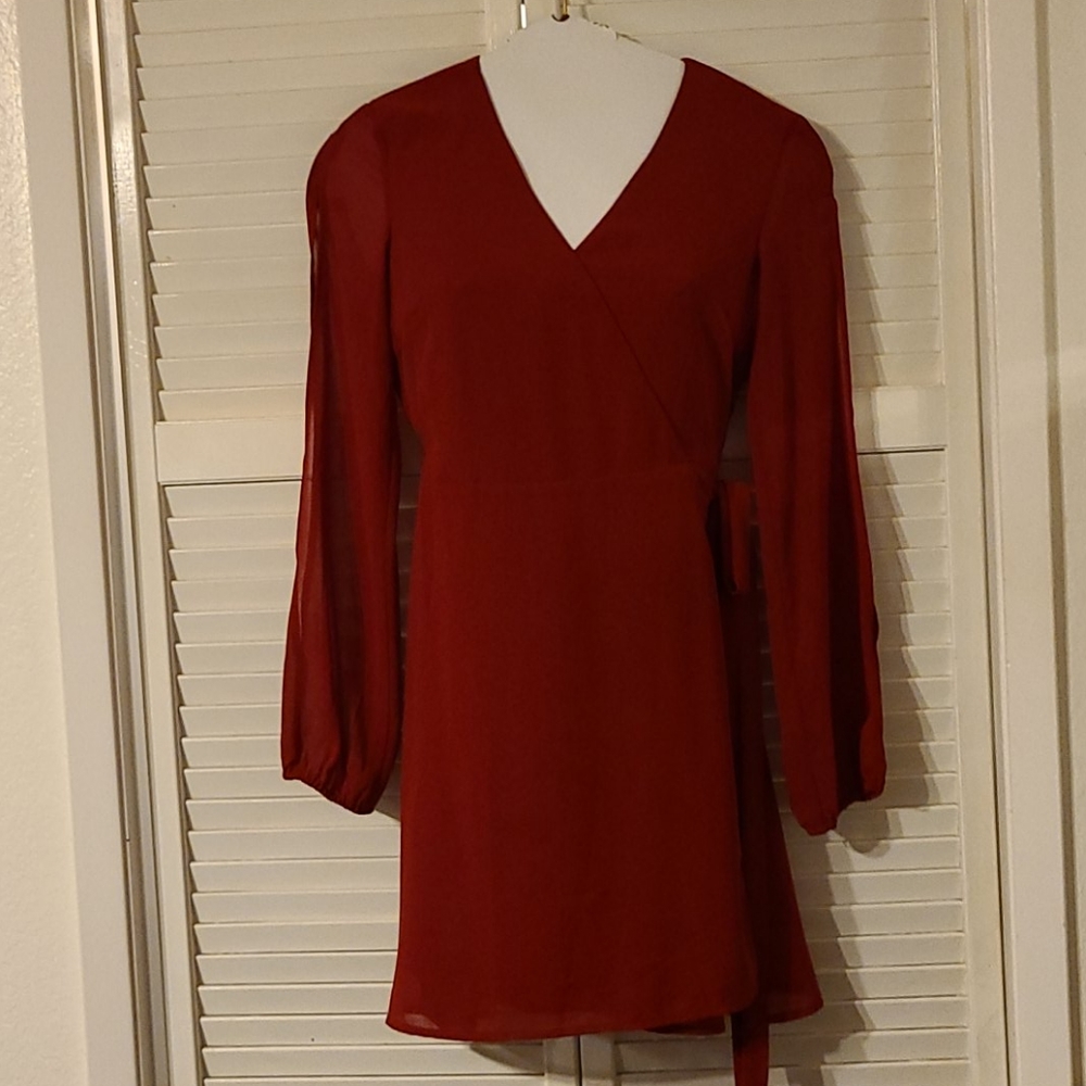 Red wine wrapped dress
